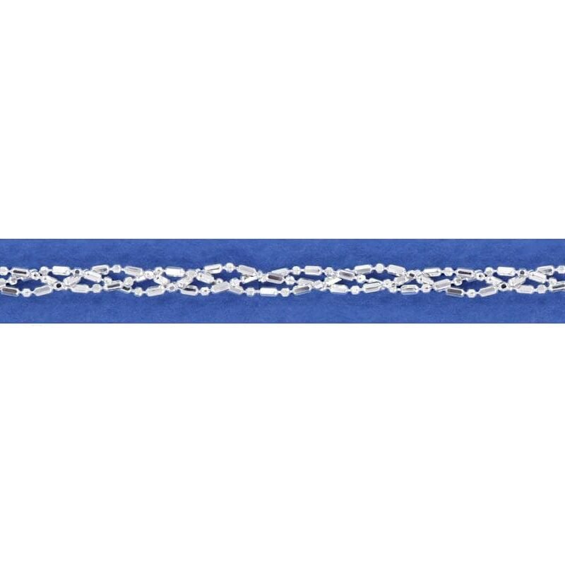 Cadena de Plata Bolitas 1×1 Diamantada Trenzada 3 Hilos