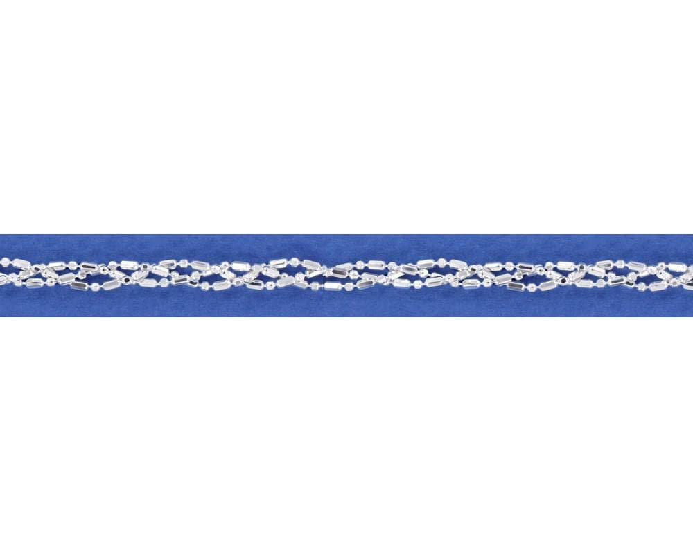 Cadena de Plata Bolitas 1×1 Diamantada Trenzada 3 Hilos