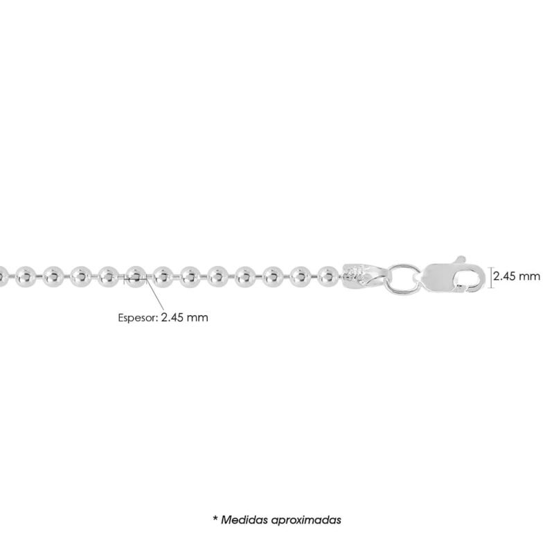 Cadena de Plata Bolitas 250 BL250