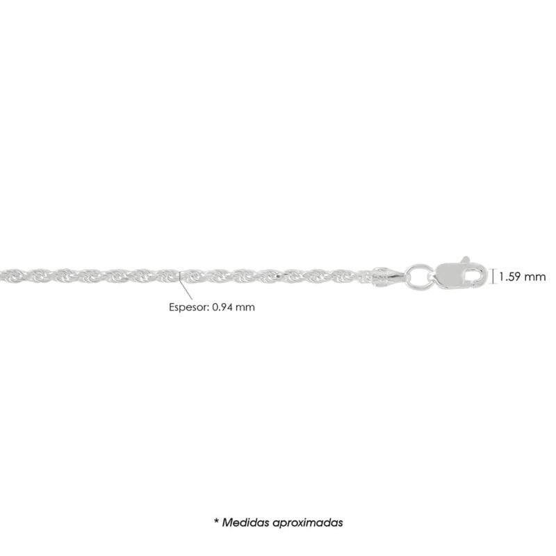 Cadena de Plata Cuerda 40 Diamantada CU040D
