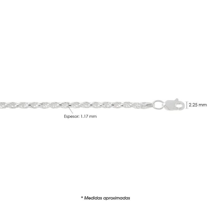 Cadena de Plata Cuerda 50 Diamantada CU050D