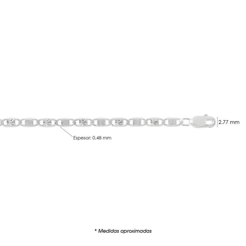 Cadena de Plata Espejo 60 1×1 Asterisco Satinada