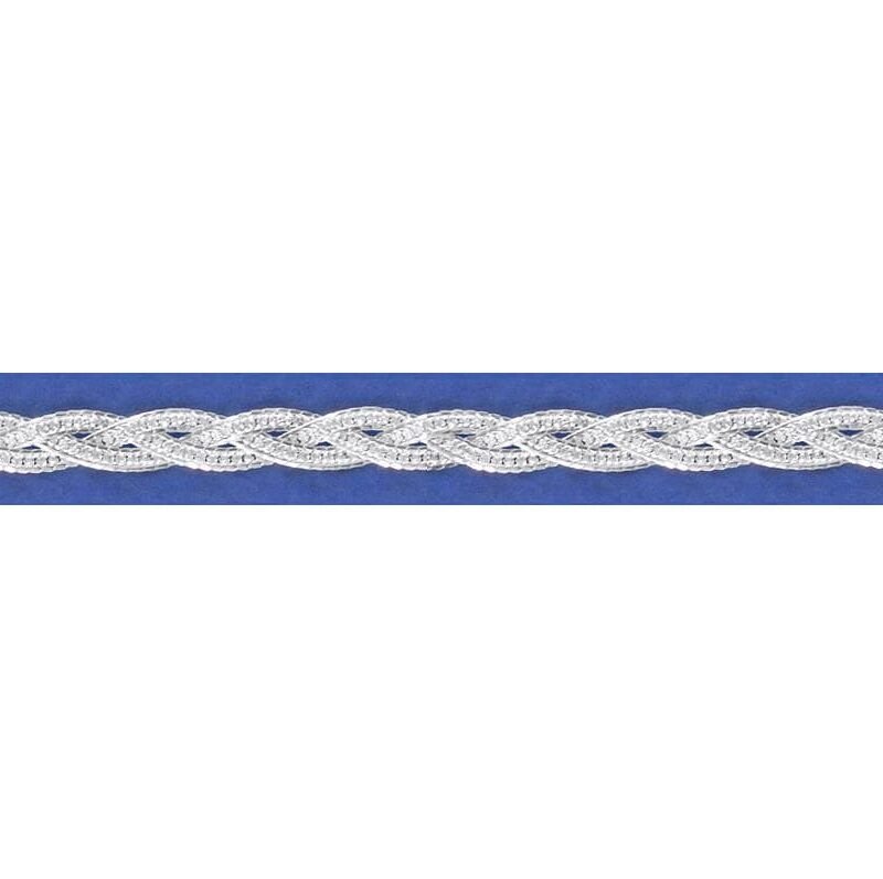 Cadena de Plata Hb 35 Trenzada 3 Hilos Decorada