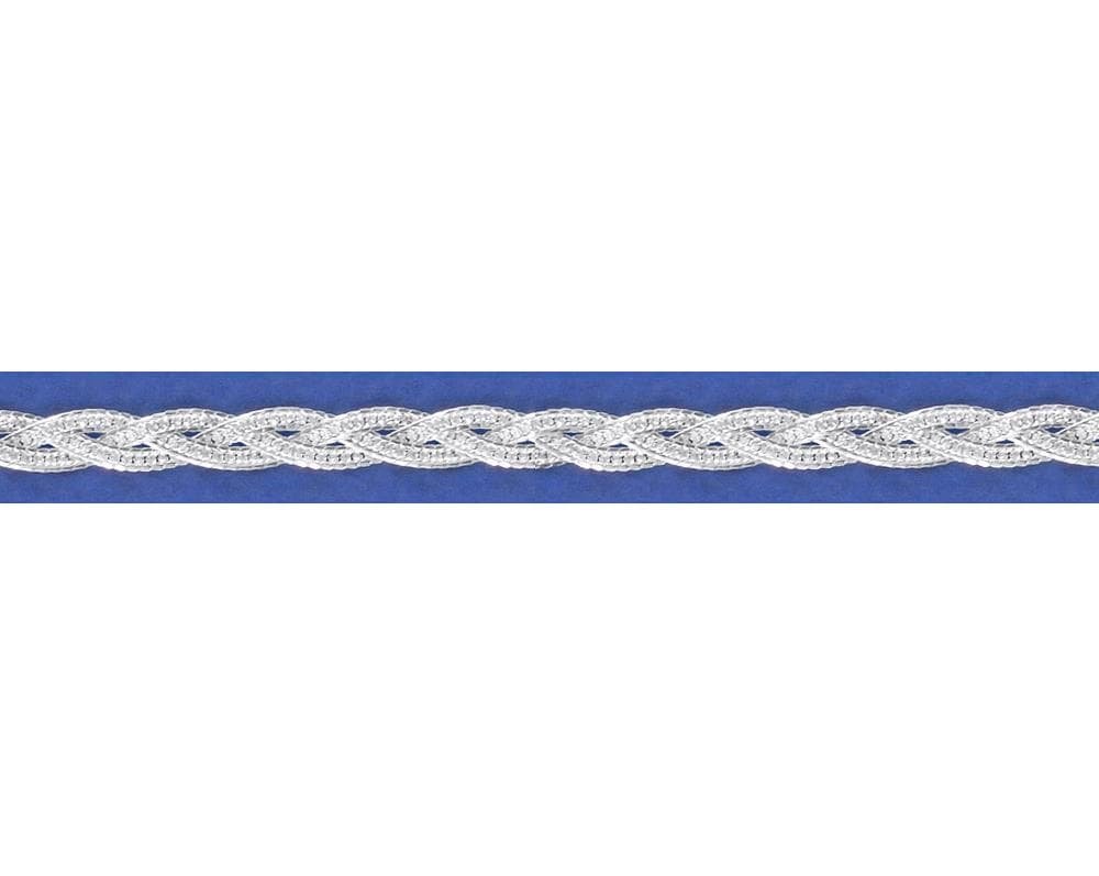 Cadena de Plata Hb 35 Trenzada 3 Hilos Decorada