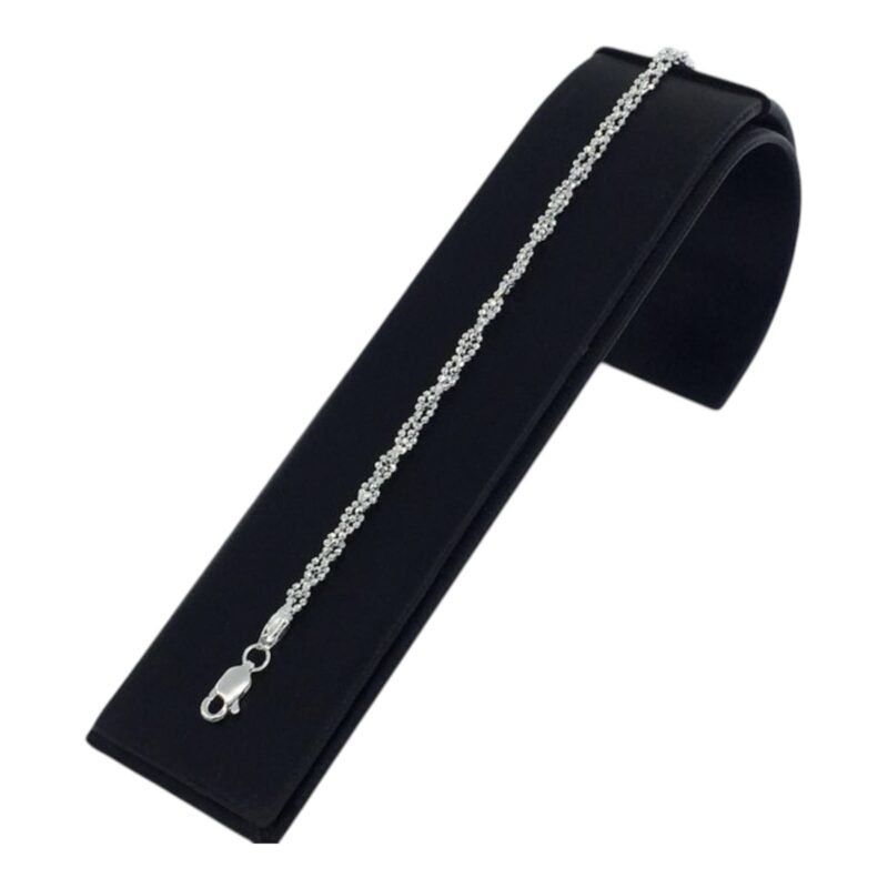 Pulsera de Plata Para Dama Trenzada Bolitas