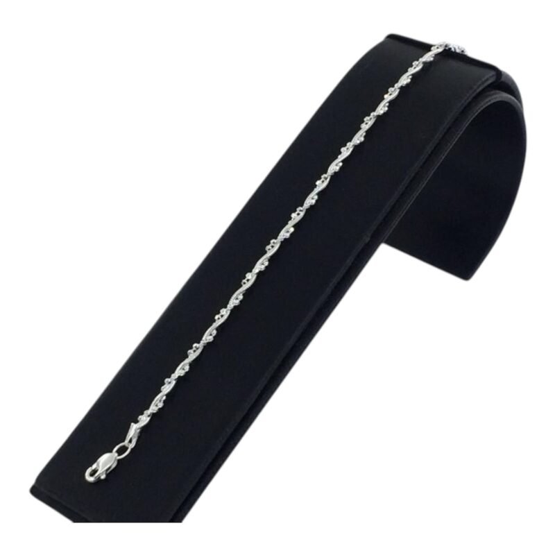 Pulsera de Plata Para Dama Trenzada Cola de Rata con Bolitas