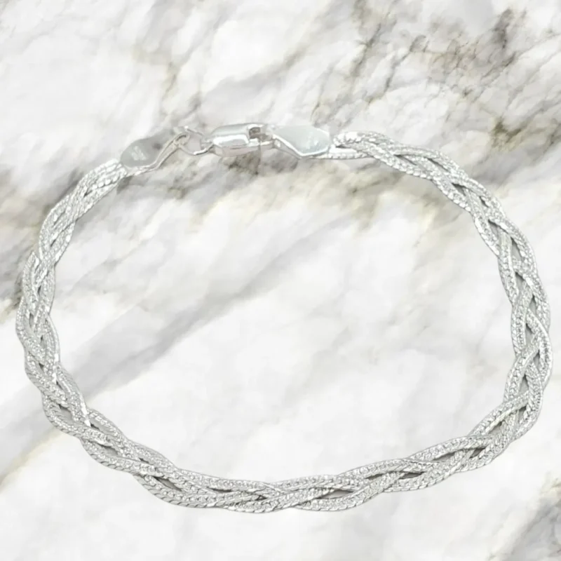 Pulsera de Plata Para Dama Trenzada 3 hilos HB035TR3HDE
