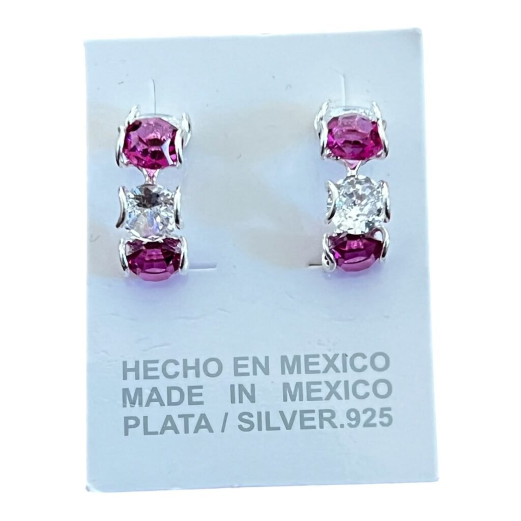 arete telefono rosa con blanco